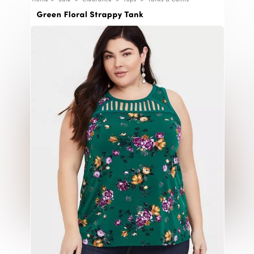 Torrid Green Floral Tank